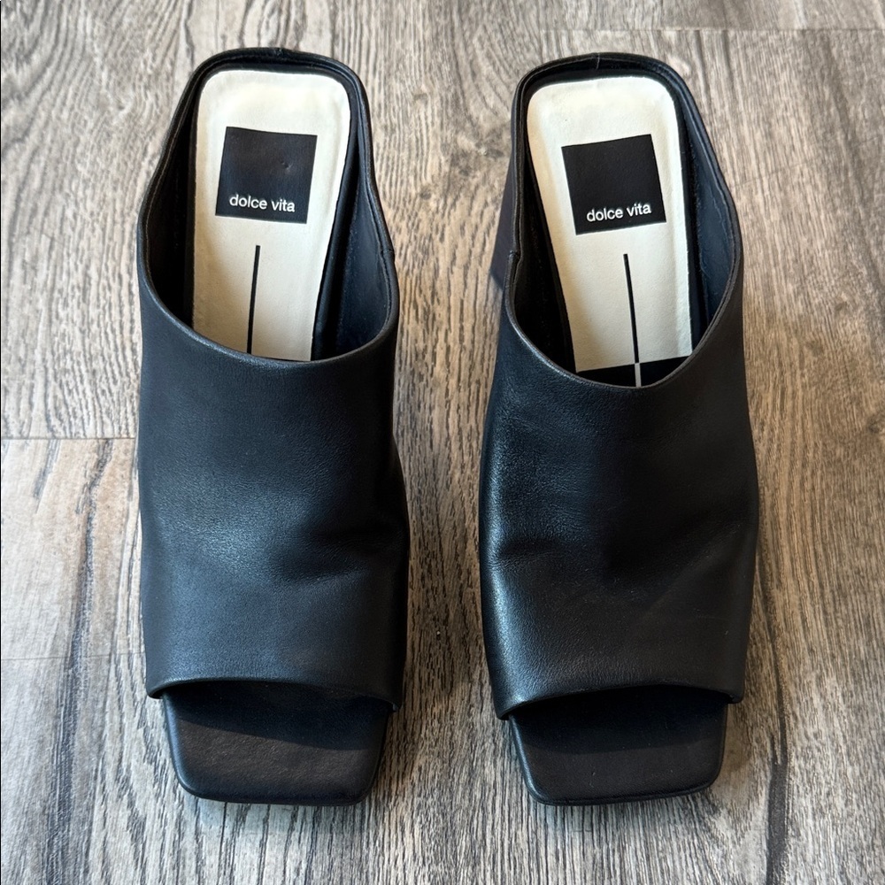Dolce Vita Black Open-Toe Mule Heels